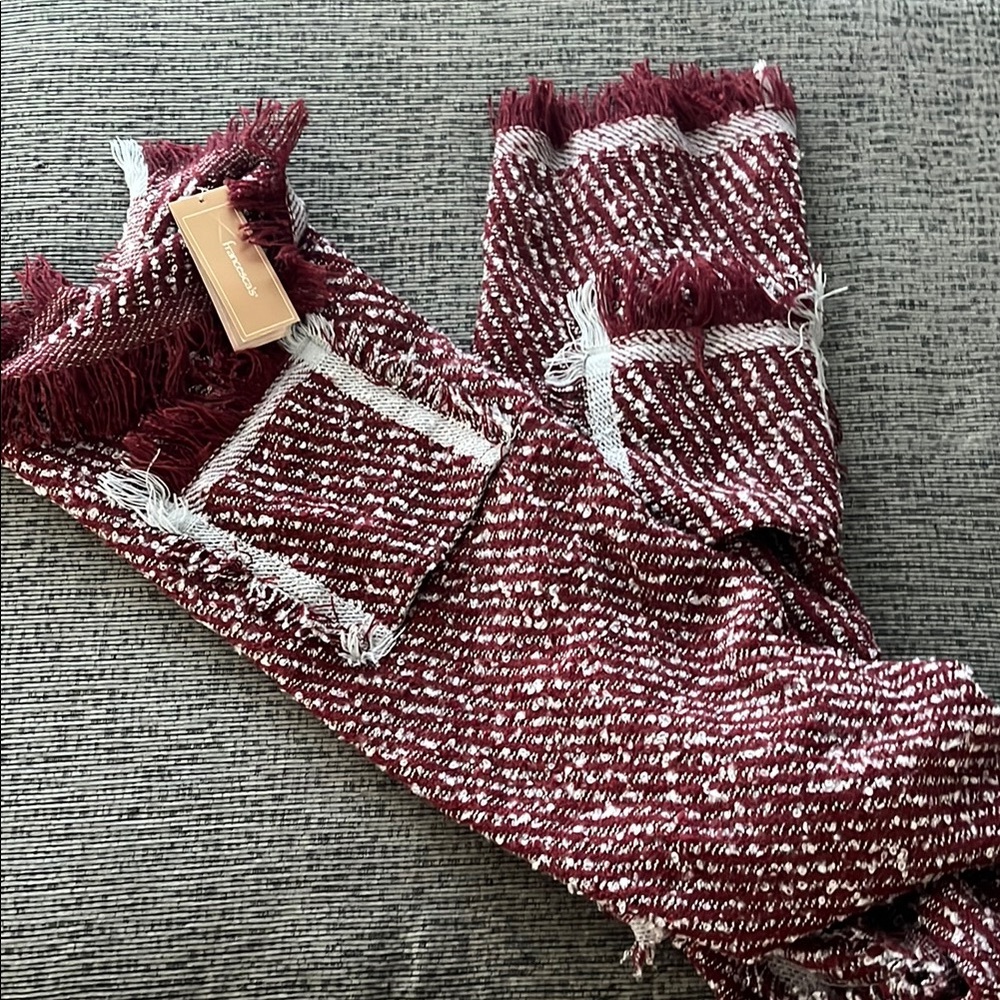 Francesca’s Burgundy/Gray Tweed Scarf